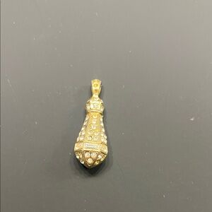 Gold Crystal-Embellished Pendant Necklace